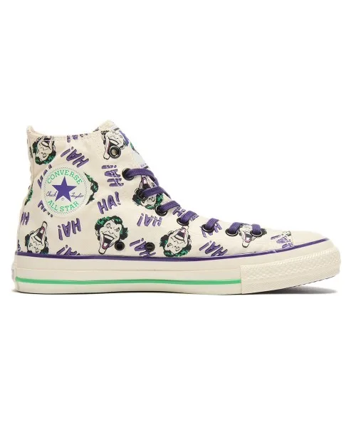 Унисекс высокие кеды CONVERSE ALL STAR AGED HI DC с принтом Бэтмена и Джокера бело-фиолетовые — фото 4