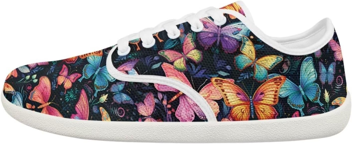 

Женские и подростковые кроссовки Forchrinse с декоративной бабочкой, широкие, для бега и тенниса, с нулевым перепадом, модные кроссовки с мягкой подошвой, Colorful Butterfly