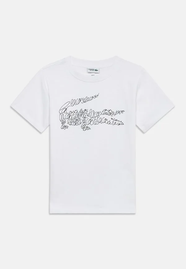 Футболка с графическим принтом под крокодила script Lacoste, Blanc — фото 3