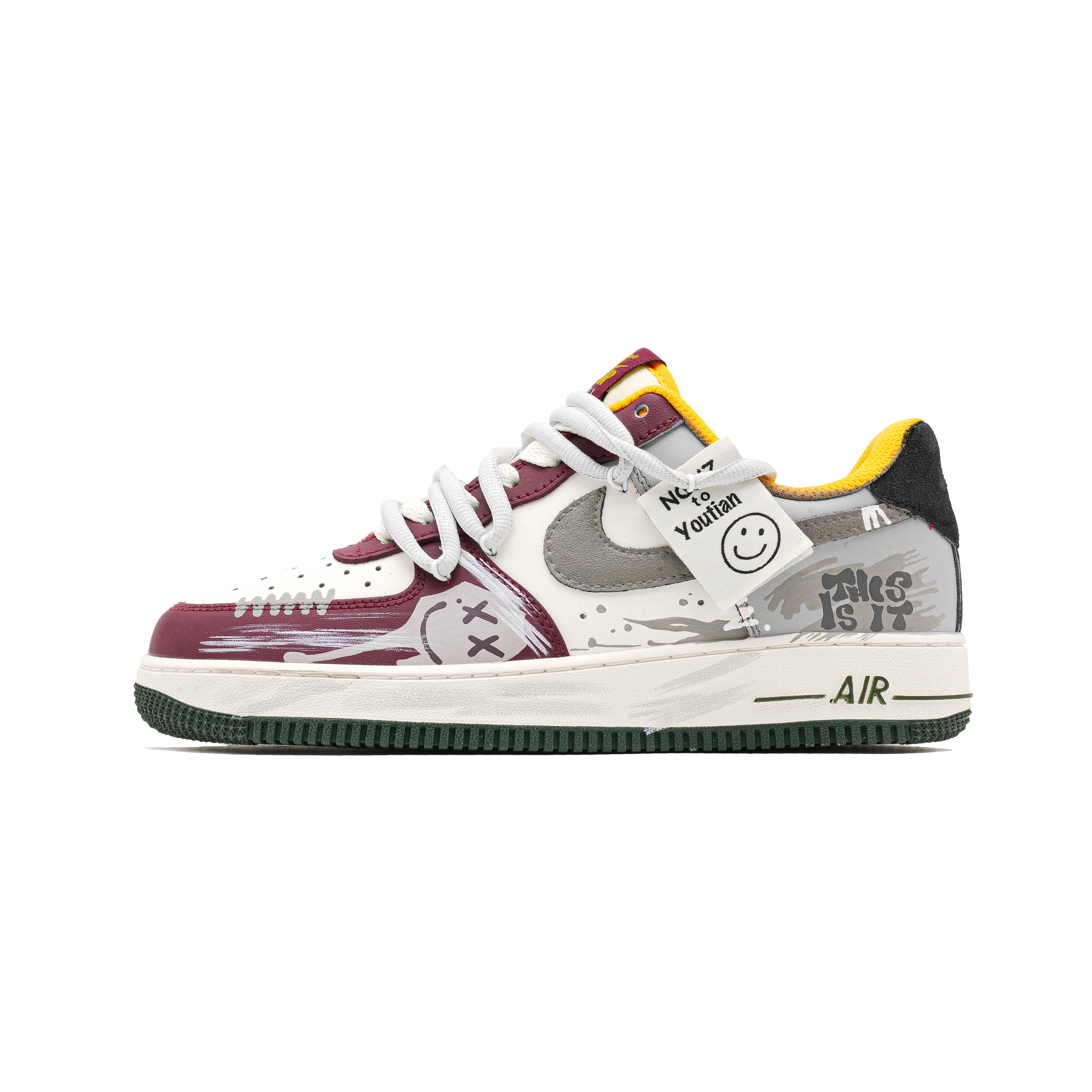 

Nike Кроссовки Air Force 1 с амортизацией, износостойкие, низкие, для скейтбординга, мужские, серо-коричневые
