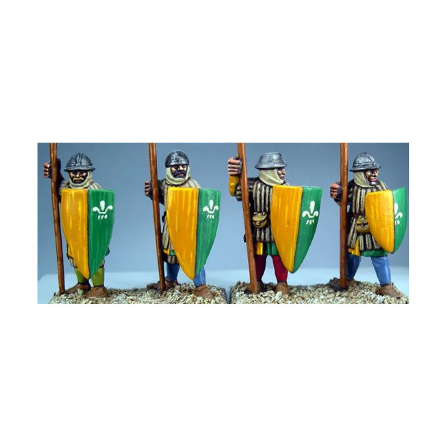 

Франкские пешие копейщики стоят, Gripping Beast Miniatures - Later Crusades (28mm)