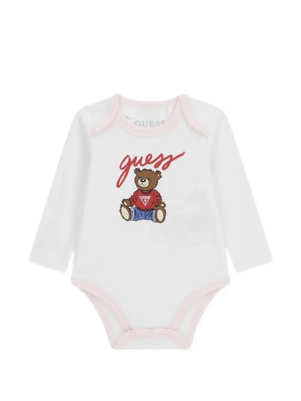 Комплект детского комбинезона с изображением медведя Guess Kids, розовый — фото 3