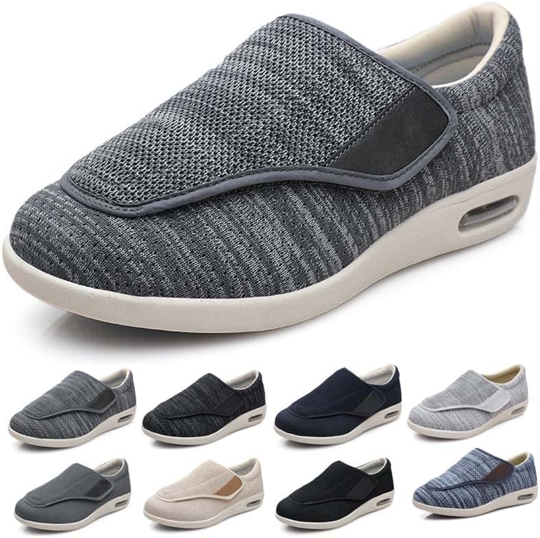 

Женские кроссовки для ходьбы с поддержкой свода стопы, регулируемой застежкой, дышащие, легкие, с широкой платформой, противоскользящие, с воздушной подушкой для отекших ног, отеков, мужской размер 10/женский 11 Generic, темно-серый