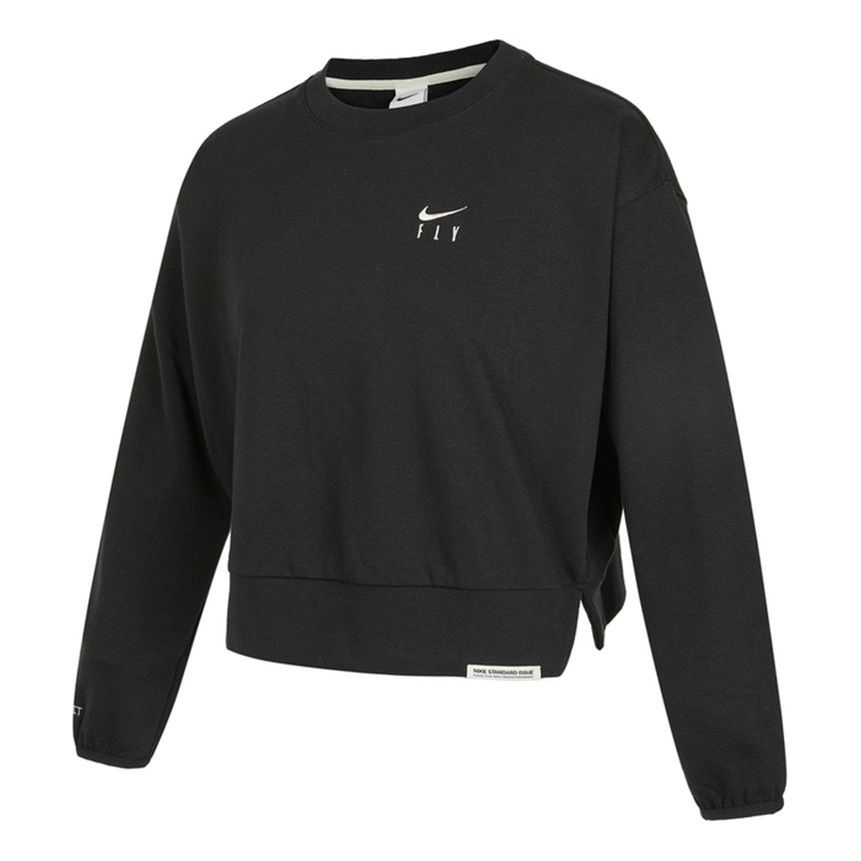 Толстовка (WMNS) Nike As Nk Standard Issue Crew Embroidery Logo Knitting Round-neck Sweatshirt Black