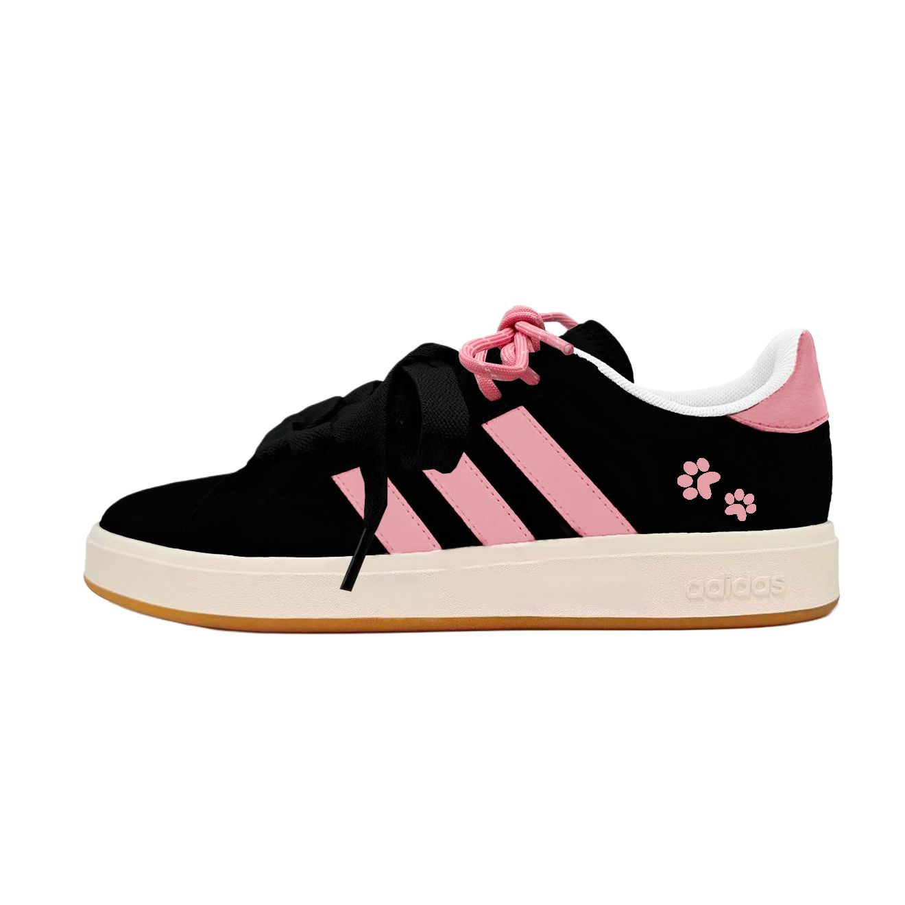 

Adidas Grand Court Base 00s Cute Paw Pink Trail Abrasion Resistant Low top Skateboard Shoes Unisex черные розовые