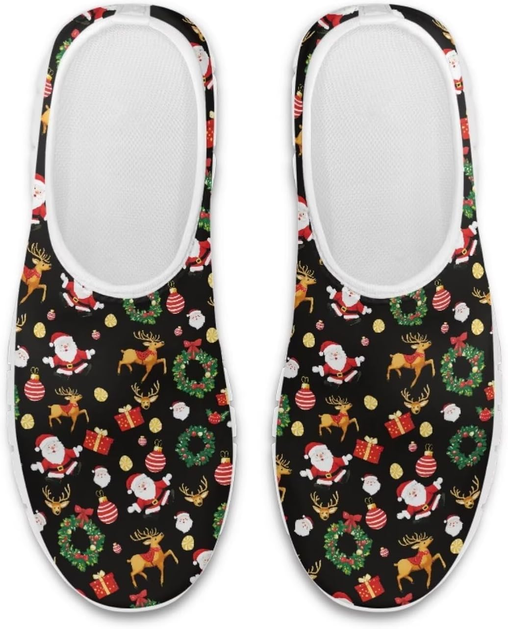 

Кроссовки Belidome Slip On для мужчин и женщин, низкие, сетчатые, легкие для бега и тренировок, Santa Claus Elk