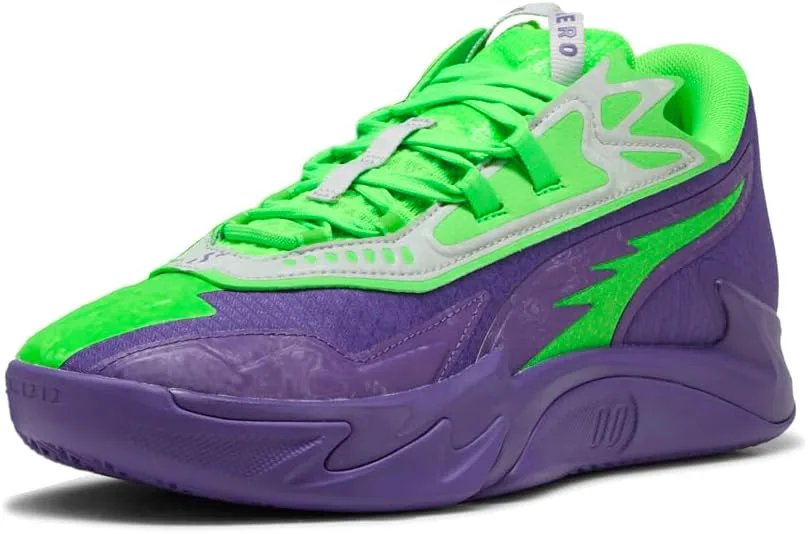 Мужские баскетбольные кроссовки PUMA Scoot Zeros II - серые, фиолетовый/зеленый — фото 2