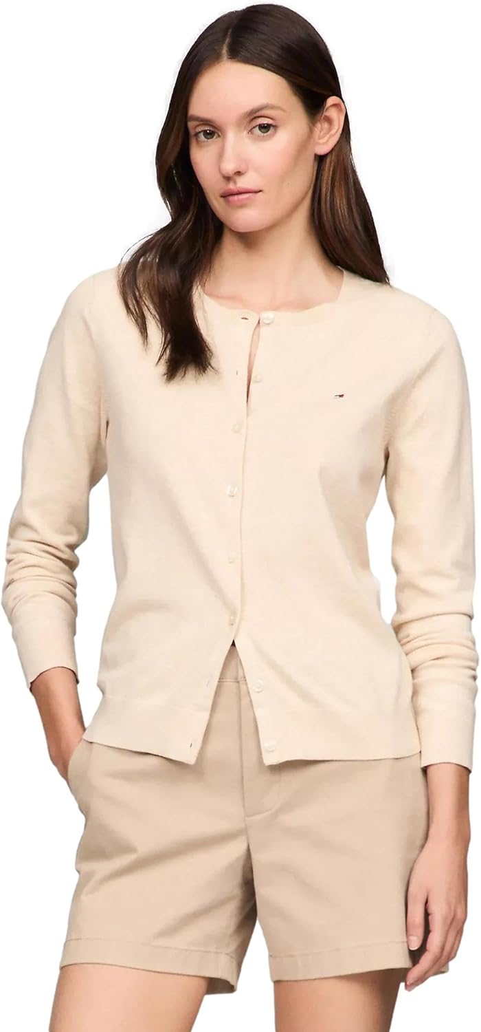 

Женский однотонный кардиган TOMMY HILFIGER с обычными пуговицами, коллекция 2025 года, Beige Heather.