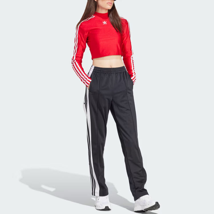 Футболка с тремя полосками, женская, красная Adidas Originals — фото 4