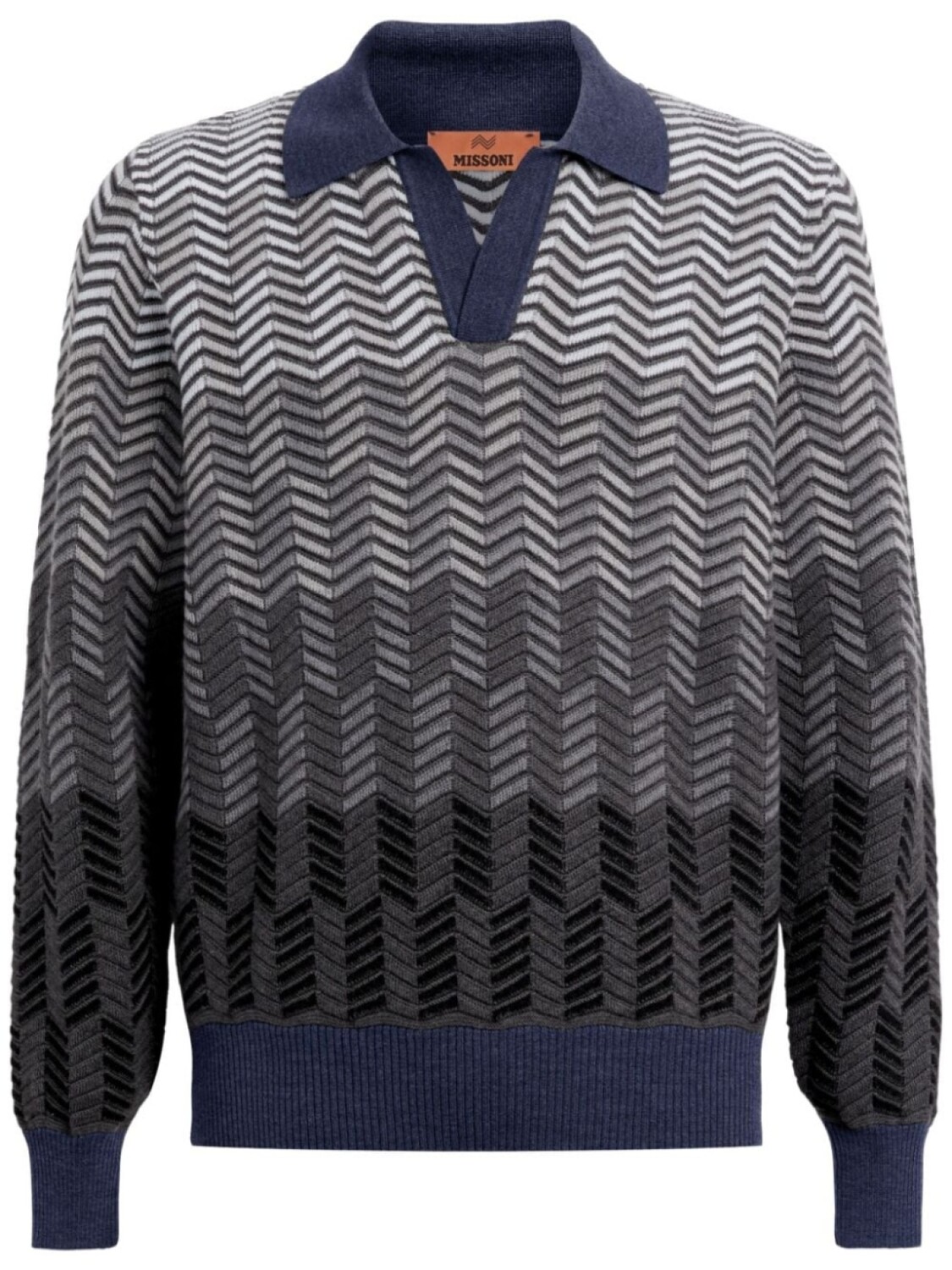 

Missoni рубашка поло из вирджинской шерсти с узором зигзаг, серый