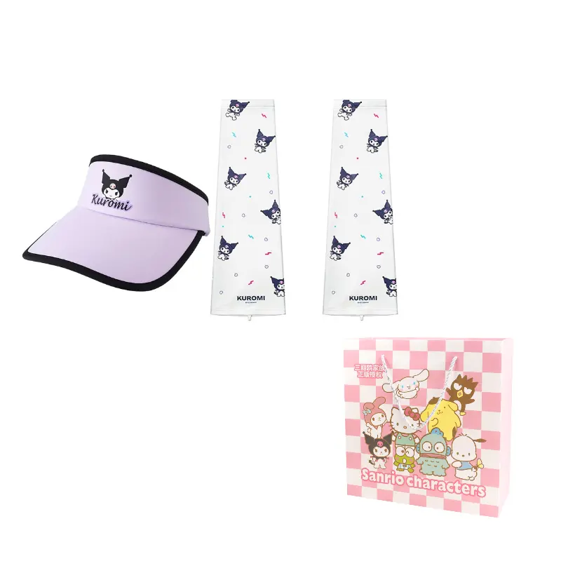

Sanrio Куломская панама из полиамида унисекс, Kuromi Visor Sun Protection Hat+Cooling Arm Sleeves