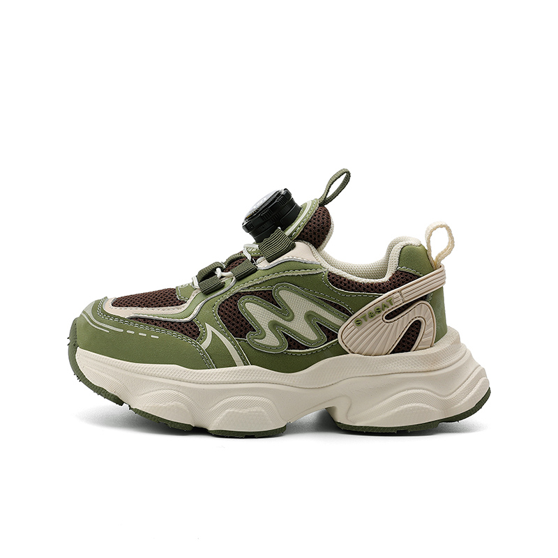 

Антиударные износостойкие легкие амортизирующие увеличивающие рост детские повседневные кроссовки Kids' ST&SAT, зеленый/коричневый