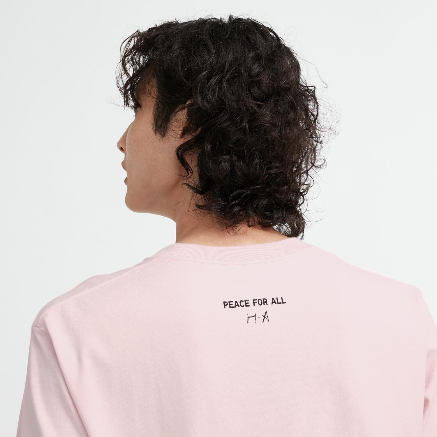 Футболка Uniqlo Peace For All x Haruka Ayase, розовая — фото 4