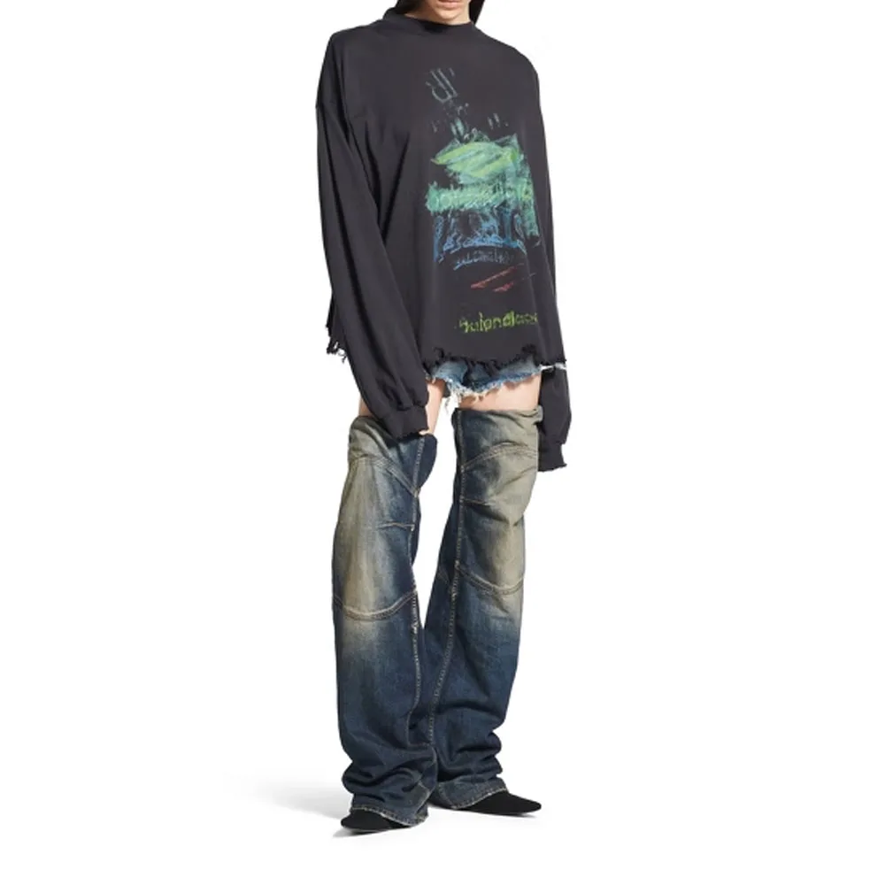 Футболка с длинным рукавом Cropped Diy Imprint Balenciaga, faded черный — фото 4