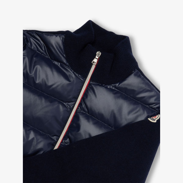 Кардиган Moncler с контрастной вязкой, синий — фото 2