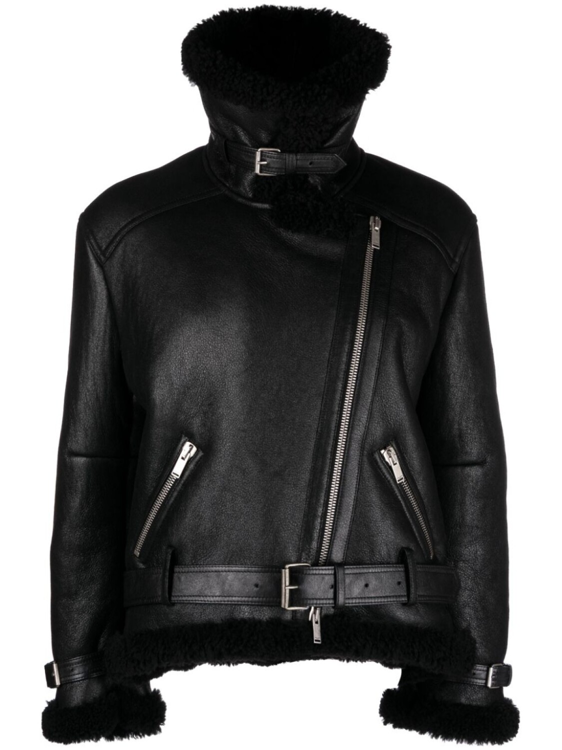 

Saint Laurent куртка с искусственным мехом, черный
