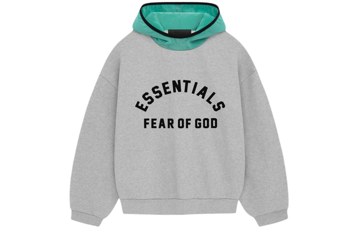 Толстовка с принтом логотипа Fear Of God Essentials, светло-серый меланж/мятный лист — фото 2