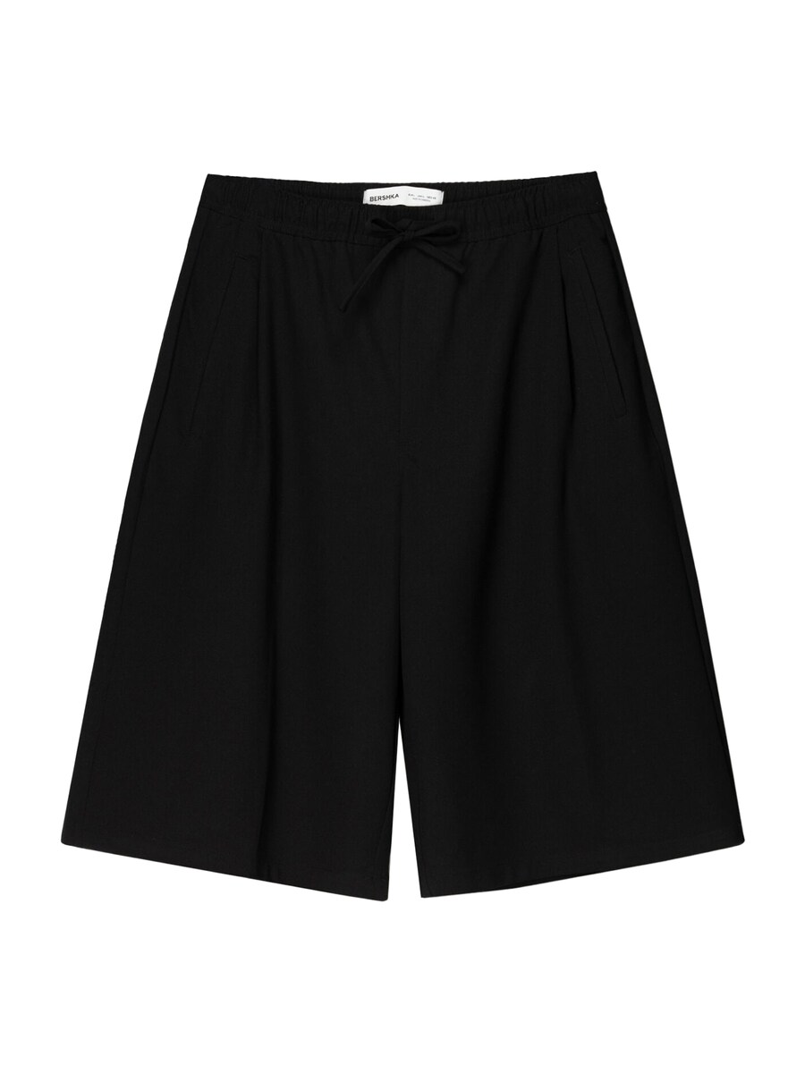 

Свободные брюки со складками спереди Bershka, черный