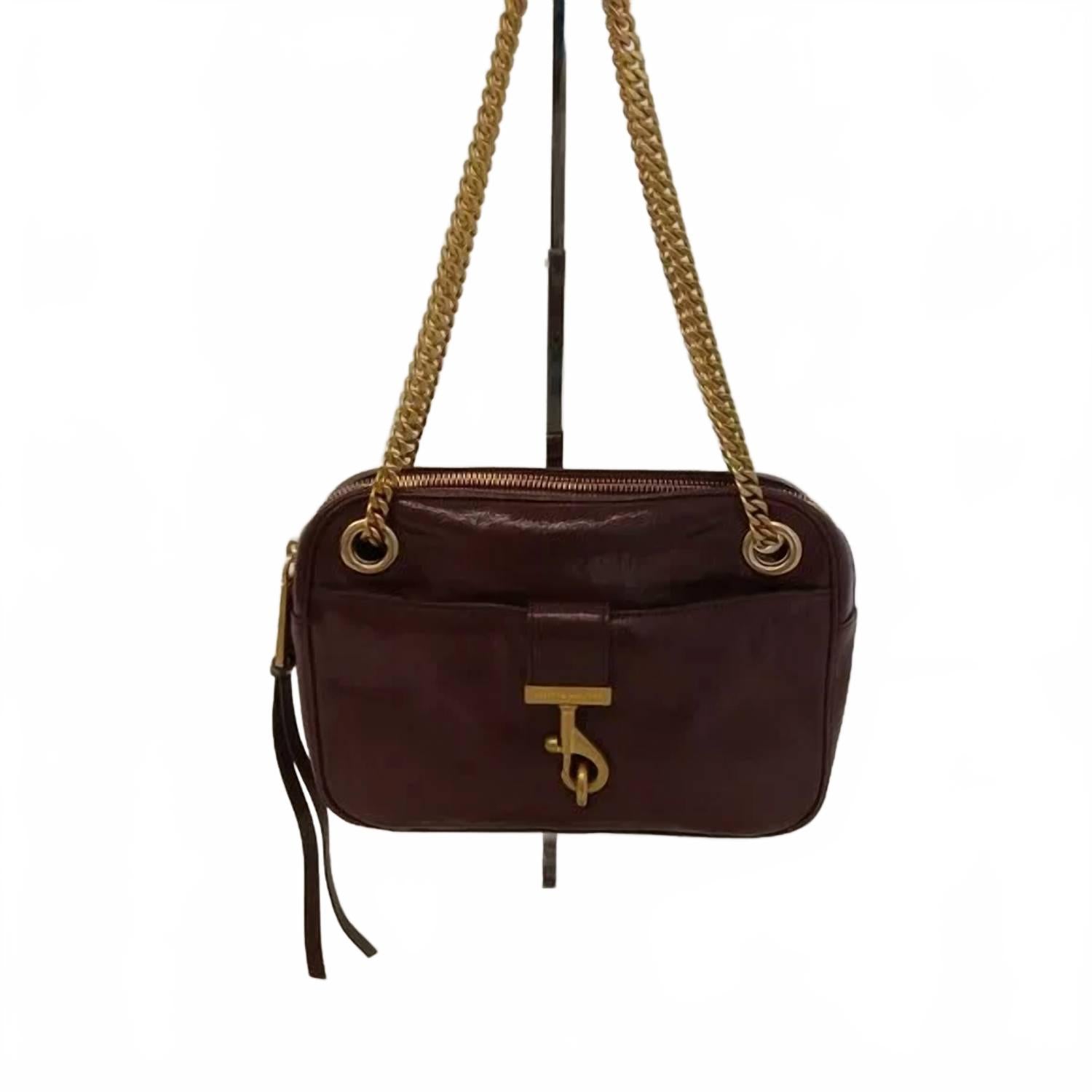 

Женская кожаная сумка-тостер с цепочным ремнем в красном цвете Rebecca Minkoff