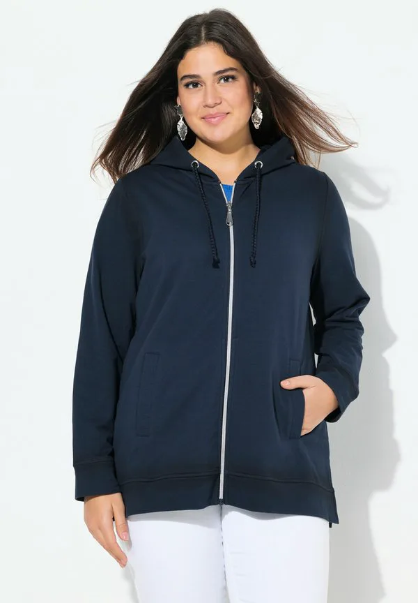 

Толстовка на молнии с декоративным швом Ulla Popken, Marine, Синий, Толстовка на молнии с декоративным швом Ulla Popken, Marine