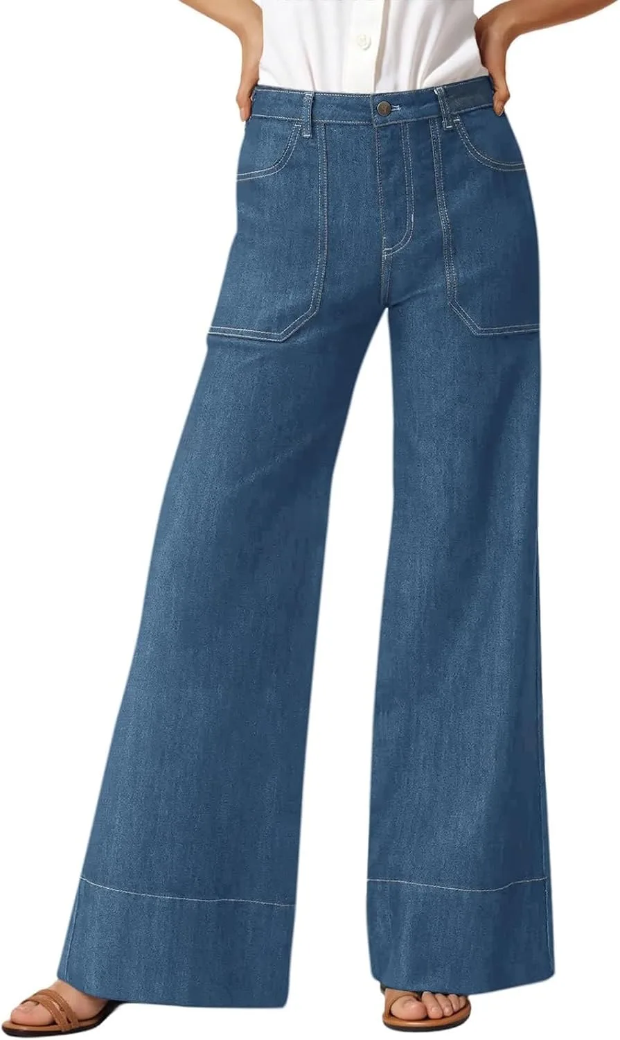 

Женские джинсы Wide Straight Leg High Waisted Baggy Stretchy Boyfriend с карманами