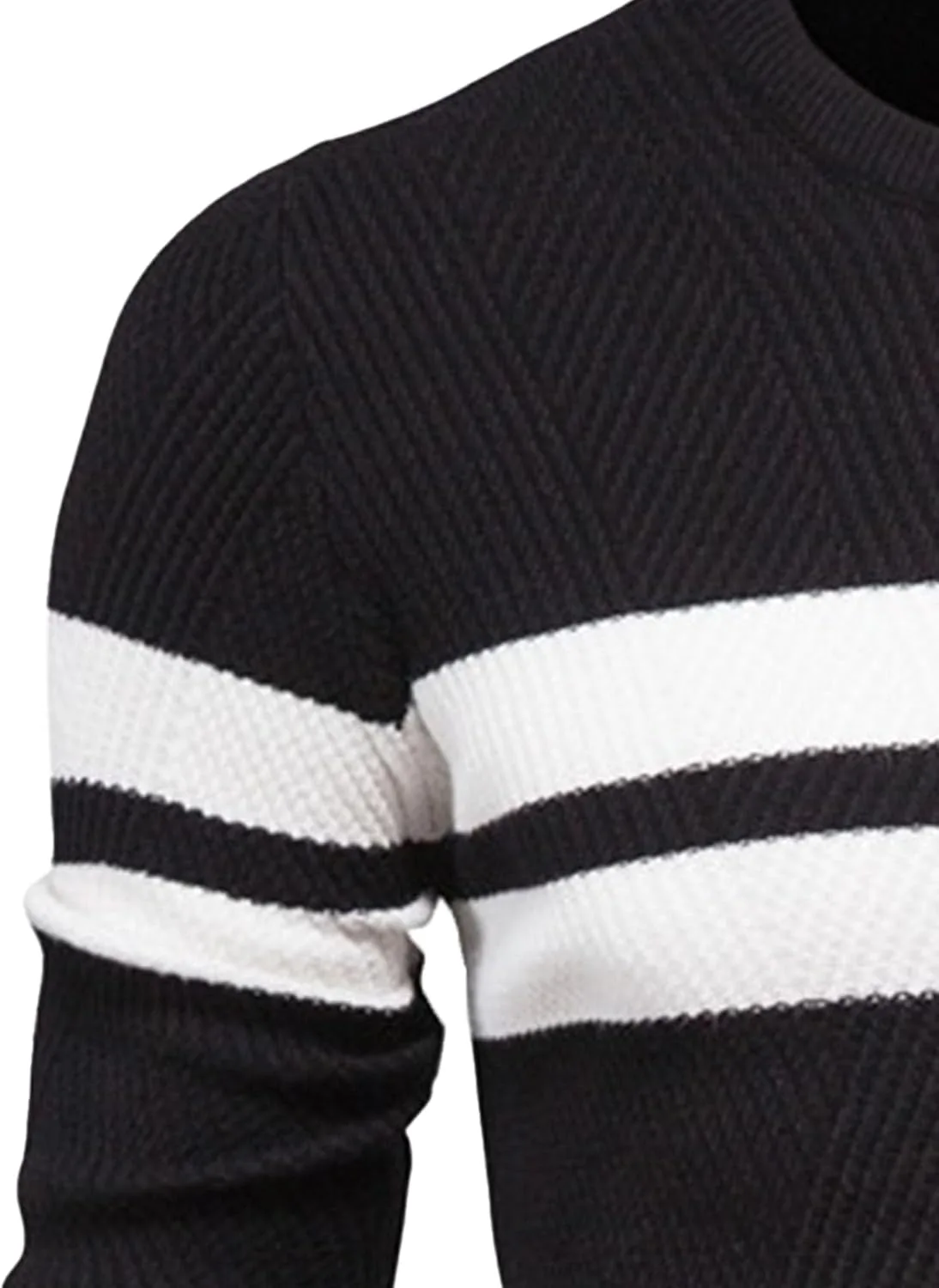Мужской свитер в полоску Casual Crew Neck Pullover Textured Knit Slim Fit — фото 4