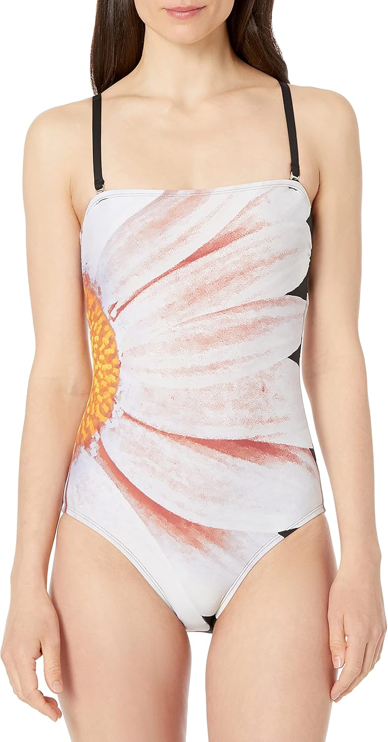 

Классический женский слитный купальник-бандо Calvin Klein с утягивающим эффектом на животе, Thistle