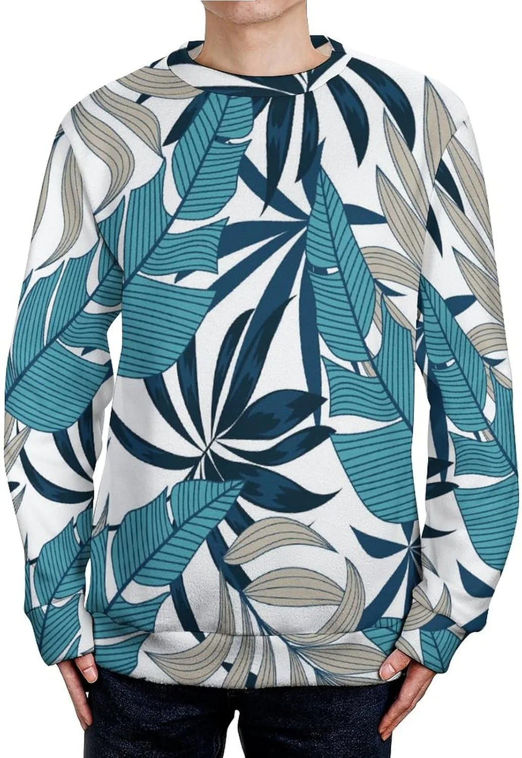 

Мужской свитер с круглым вырезом Tropical Plants Slim Fit TXCUTE