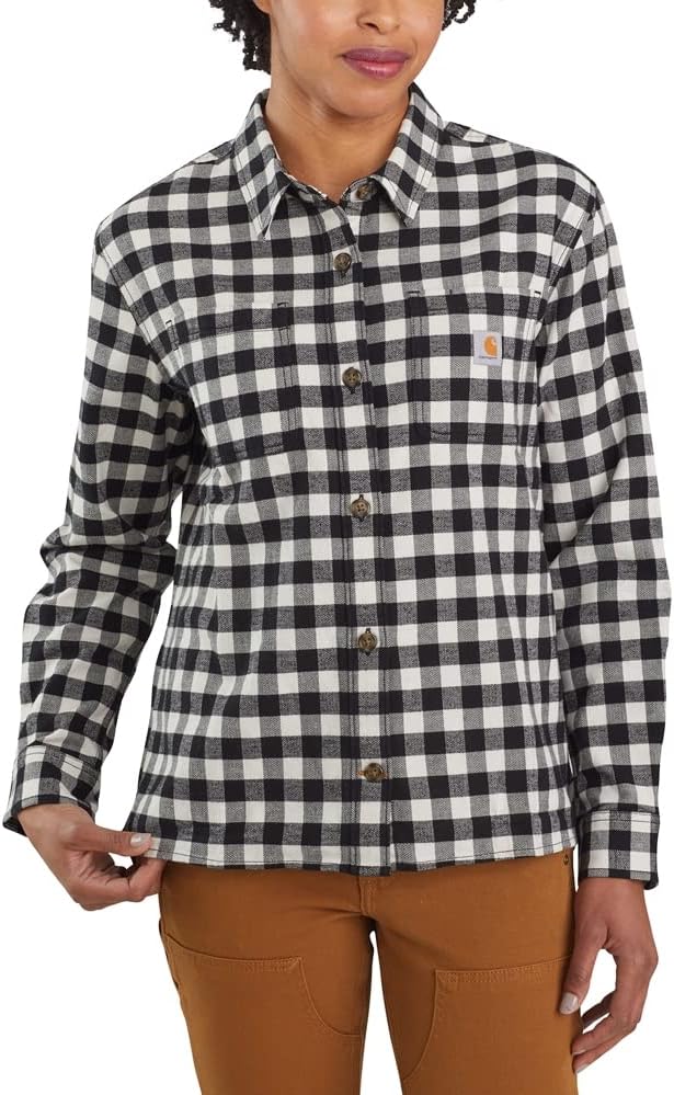 

Carhartt Women's 105574 Женская рубашка Rugged Flex Loose Fit Midweight Flanne, Black