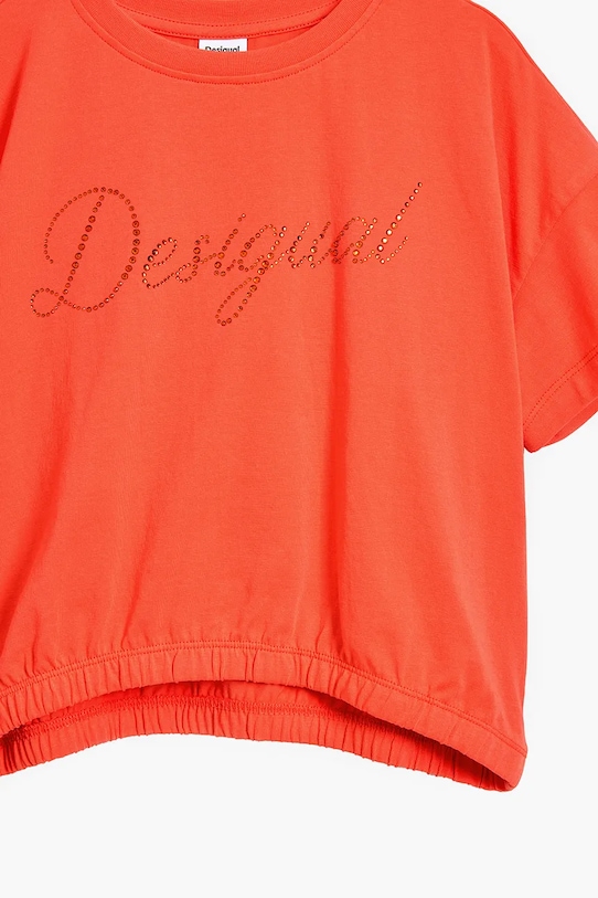 Детская хлопковая футболка Desigual, оранжевый — фото 4