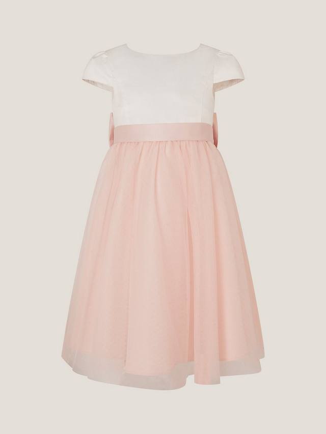 

Детское платье для подружки невесты из сатина и тюля с короткими рукавами Monsoon, Pink