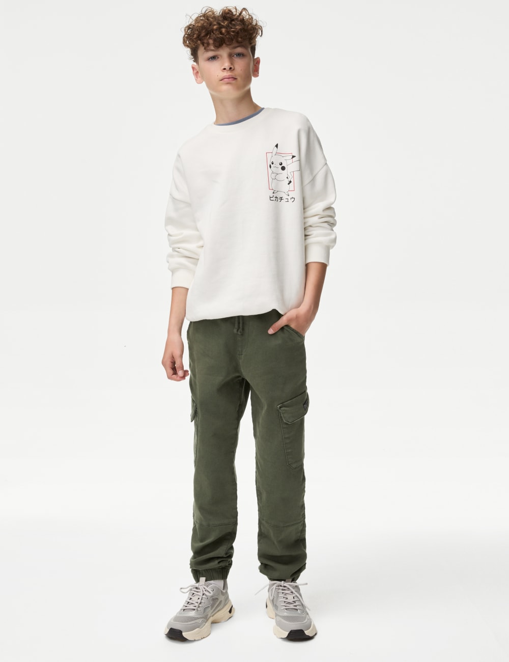 

Брюки-карго из хлопка Marks & Spencer, хаки