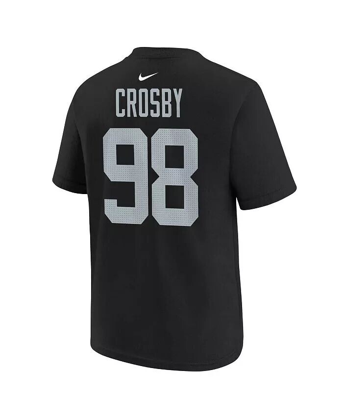 Молодежная футболка Maxx Crosby Black Las Vegas Raiders с именем и номером игрока Nike, черный — фото 2