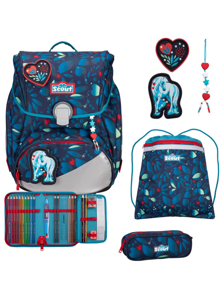 

Scout Набор школьных рюкзаков Alpha LED, 4 предмета, Белый Единорог в синем цвете