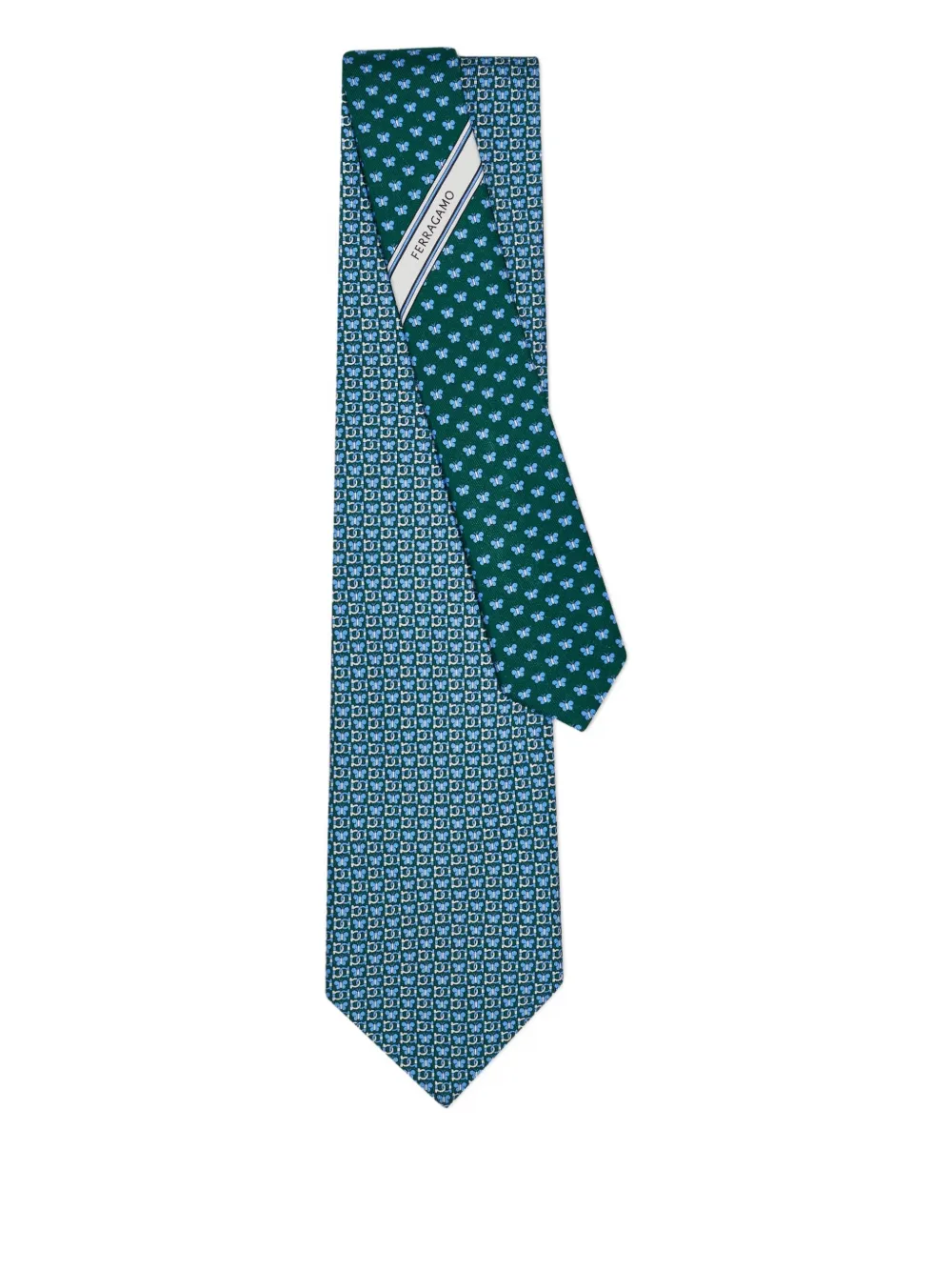 

Шелковый галстук с принтом "бабочка и Gancini" Ferragamo, синий