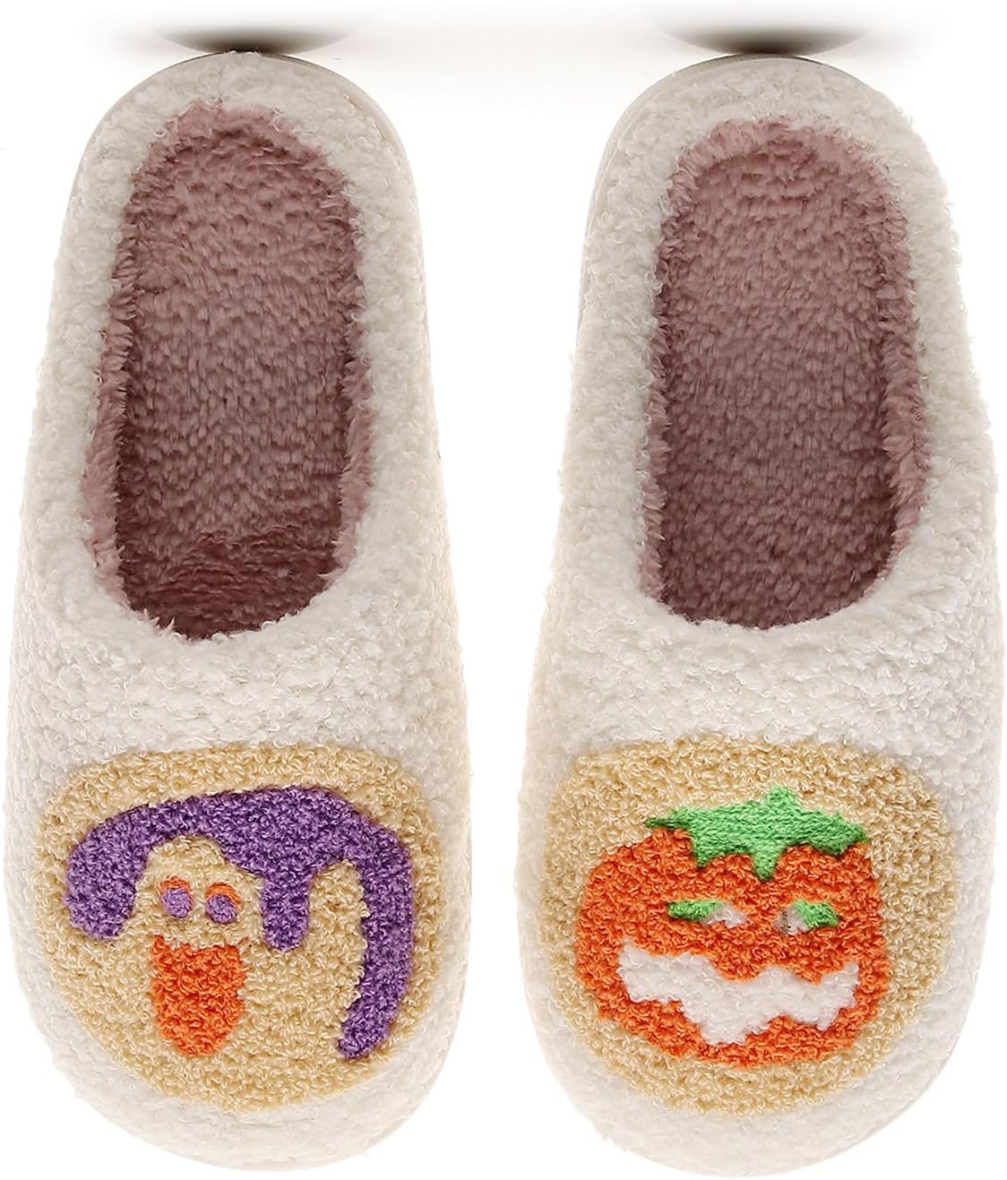 

Рождественские тапочки Jinbaiyi для женщин и мужчин с бантом, мягкие, на скользкой подошве, плюшевые, теплые, для дома и улицы, Pumpkin Cookies