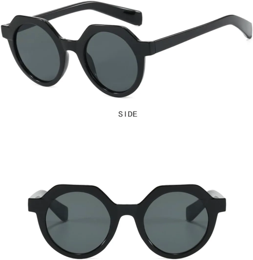 

Винтажные панк-солнцезащитные очки для женщин в многоугольной круглой оправе, модные мужские солнцезащитные очки с защитой от УФ-излучения VVTWSSW, White Gray