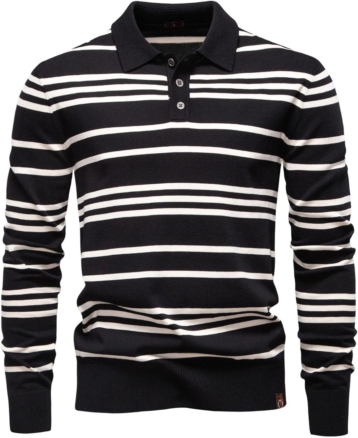 

Свитер мужской поло с воротником-лацканом, полосатый, с длинными рукавами Cambkatl