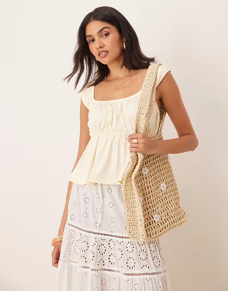 

ASOS DESIGN молочная горничная бэби-долл качели топ лимонного цвета