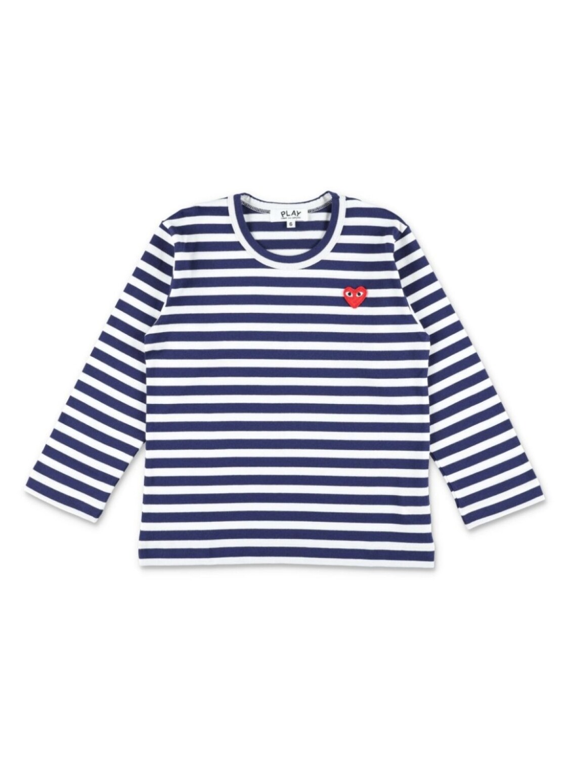 

Футболка Comme Des Garçons Play Kids с нашивкой в виде сердца в полоску, белый