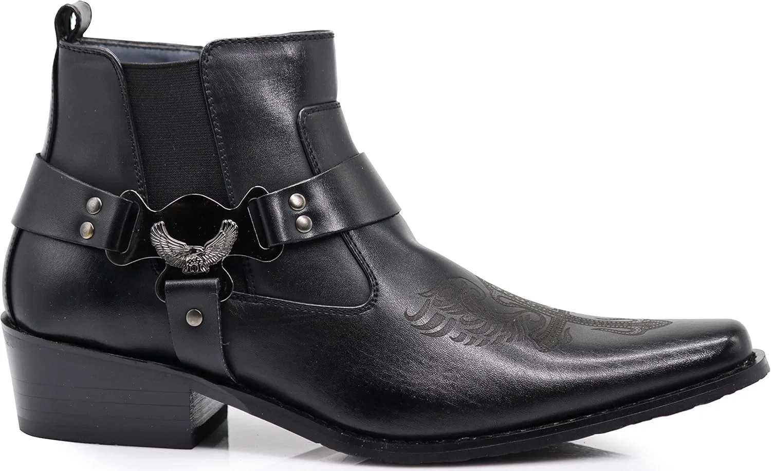 Мужские ковбойские мотоциклетные ботинки Enzo Romeo WT10 в стиле вестерн, Black — фото 2