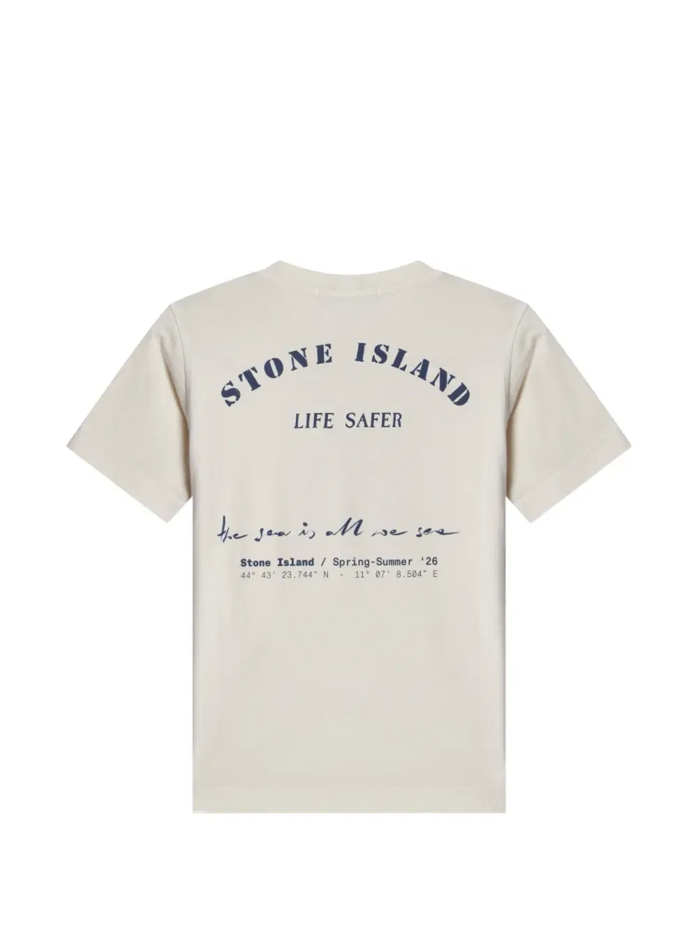 Футболка с принтом Stone Island Junior, бежевый — фото 2