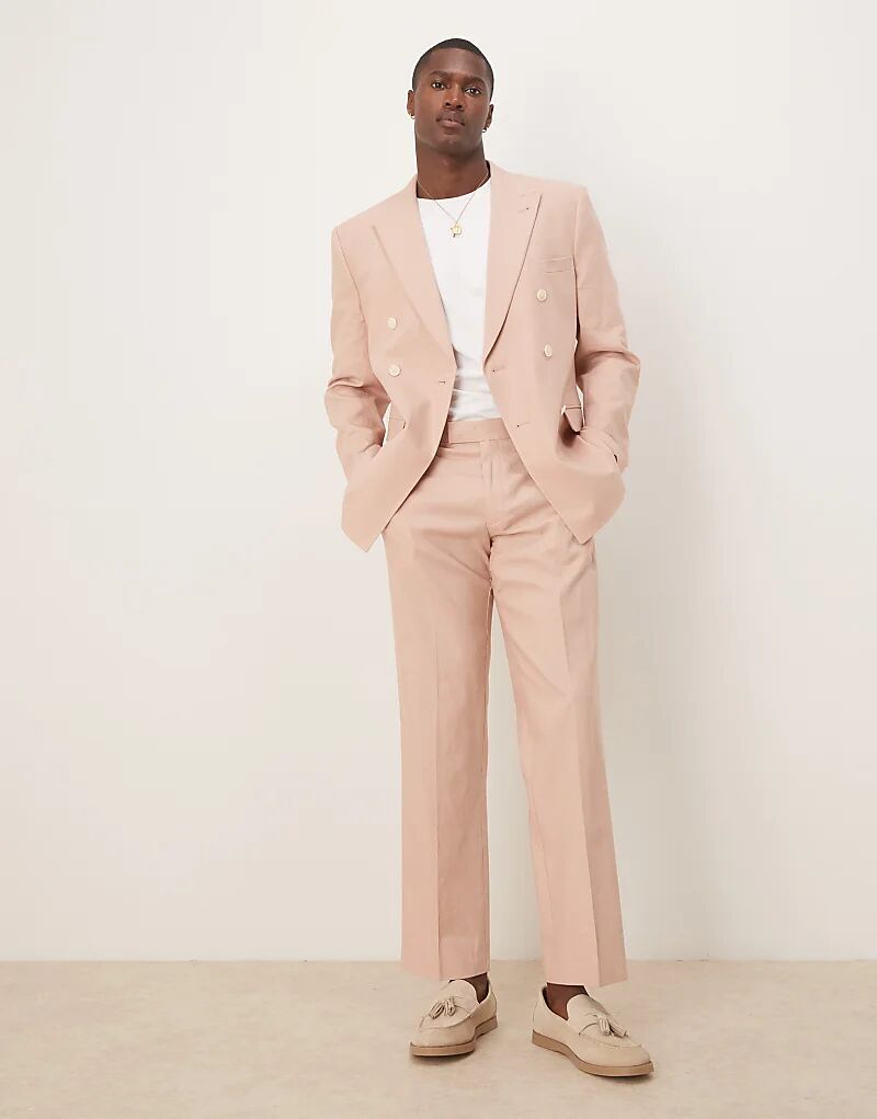 

Прямые брюки из льняной смеси ASOS DESIGN в цвете пыльно-розовый - LPINK