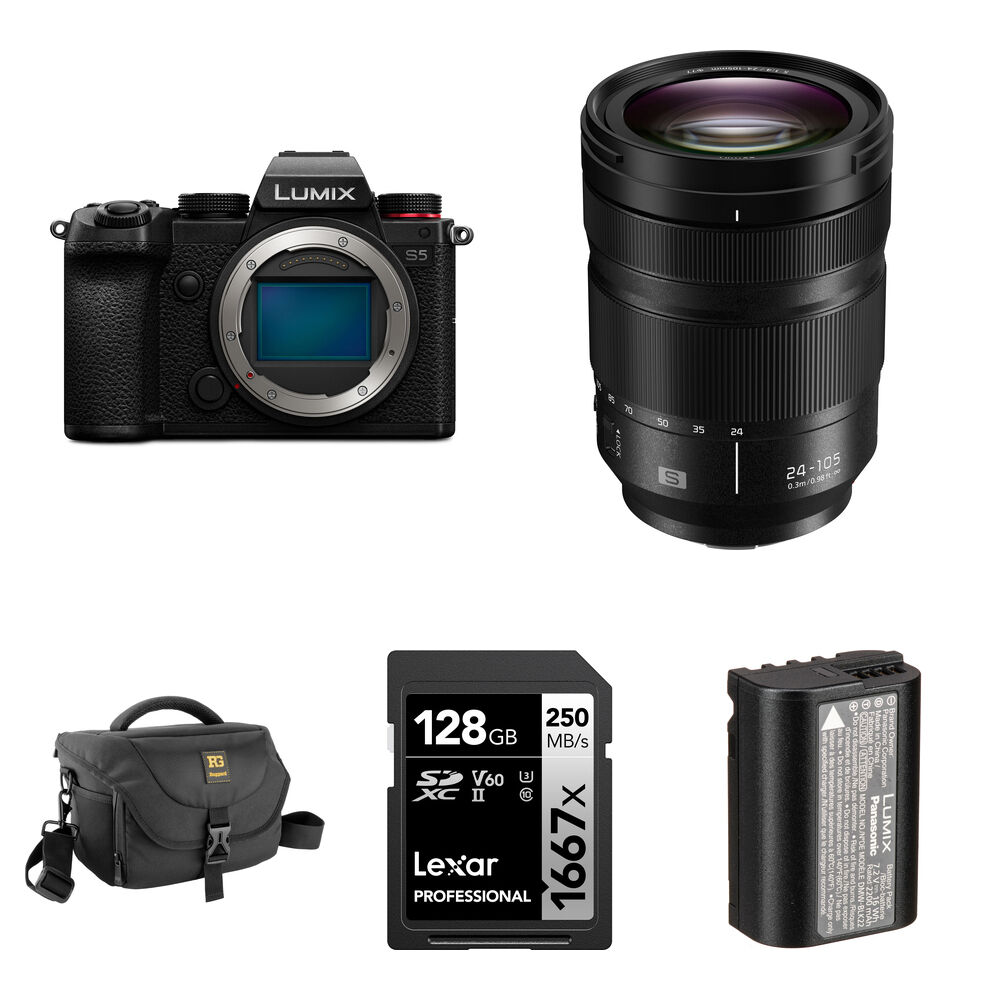 

Беззеркальная камера Panasonic Lumix S5 Mirrorless Camera with 24-105mm f/4 Lens and