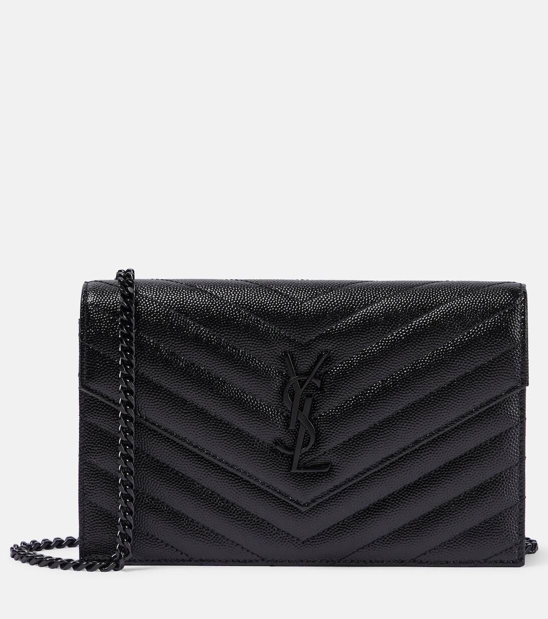 

Кожаный кошелек Cassandre matelassé на цепочке Saint Laurent, черный
