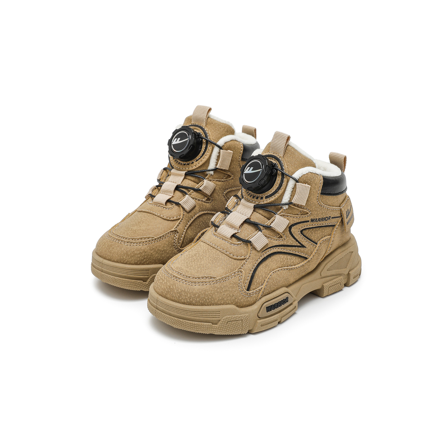 WARRIOR Утепленные ботинки Kids' High Top на синтетической коже с утолщенной подкладкой из флиса, противоскользящей подошвой и амортизацией — фото 3
