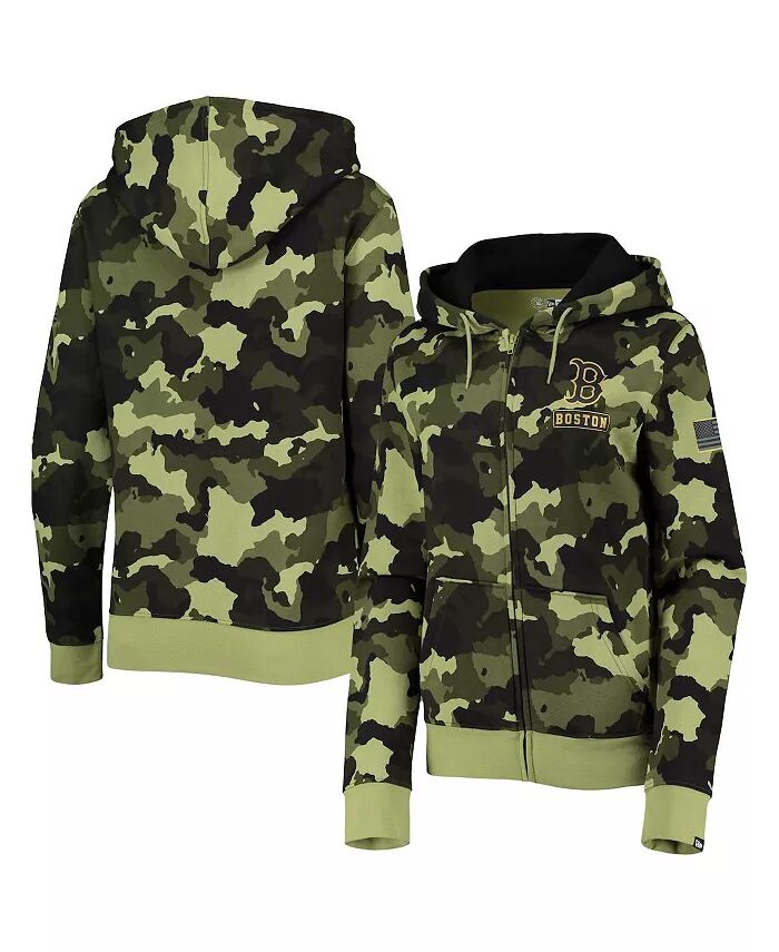 

Женская зеленая толстовка с капюшоном Boston Red Sox 2022 MLB Armed Forces Day Camo с застежкой-молнией New Era