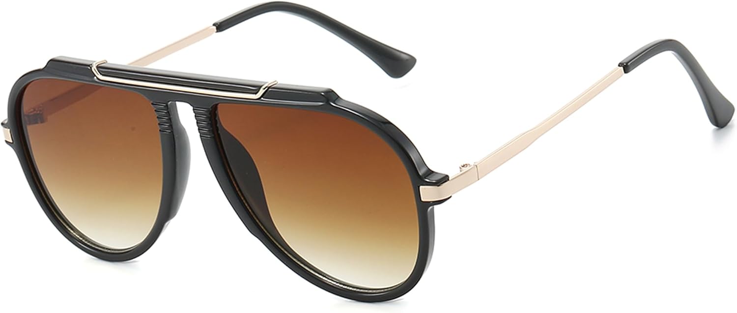 

Солнцезащитные очки-авиаторы Onrtry большого размера для женщин и мужчин в стиле ретро 70-х годов с золотистым металлическим покрытием и крупной оправой, A06 Grey Frame - Gradient Brown Lens