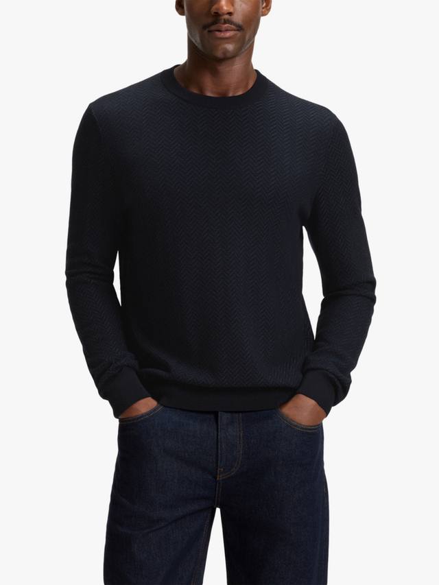 

Байковый джемпер BOSS с круглым вырезом HUGO BOSS, Dark Blue