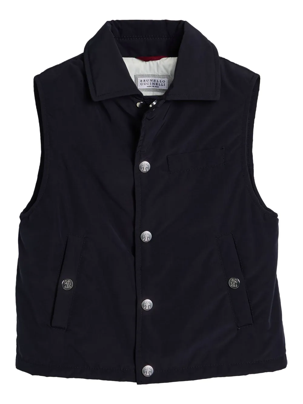 

Дутый жилет с принтом Brunello Cucinelli Kids, синий